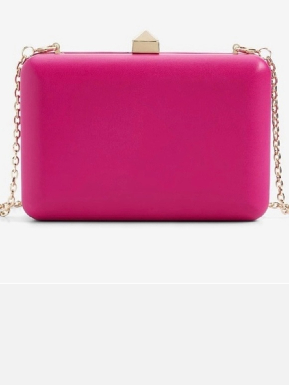 Hot Pink Hard-Case Evening Clutch Crossbody with Gold Chain From Express